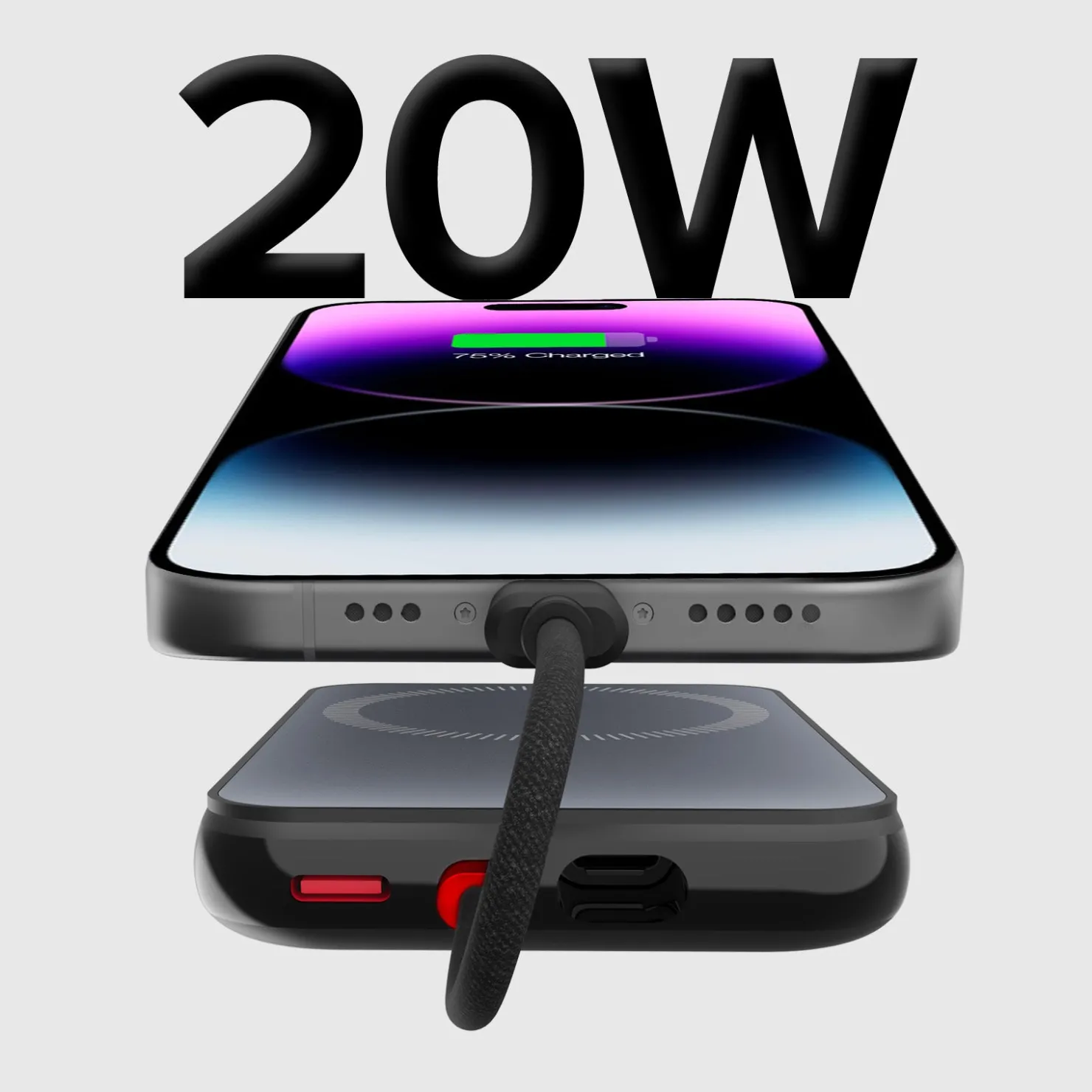 5000 mAh Powerbank mit integriertem USB-C Kabel, PD 20 W Ladegerät kompatibel mit MagSafe Wireless Charging|SBS Sale