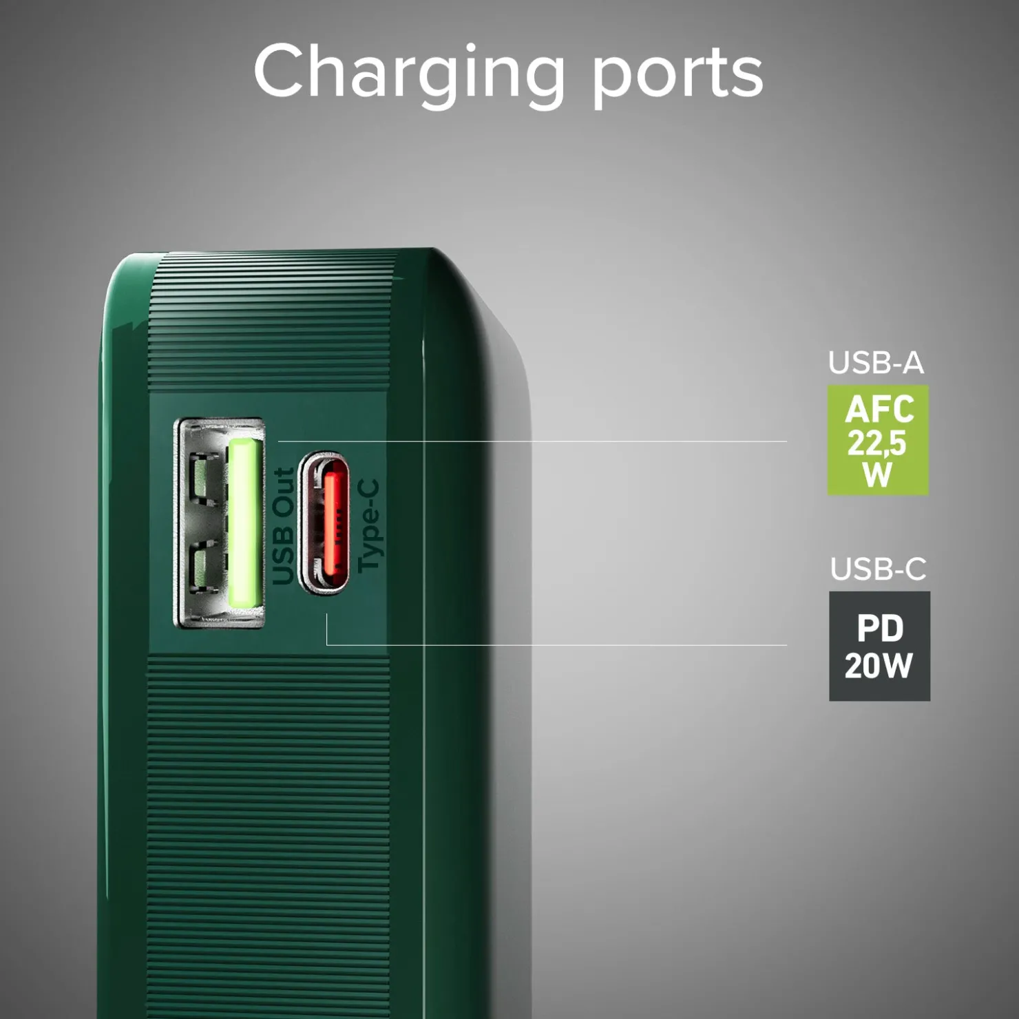 10.000 mAh-Powerbank mit integriertem USB-C Kabel|SBS Outlet