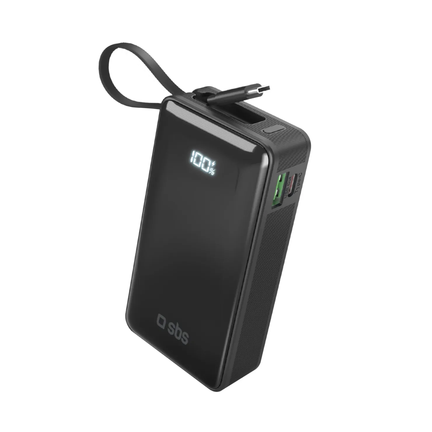 10.000 mAh-Powerbank mit integriertem USB-C Kabel|SBS Outlet