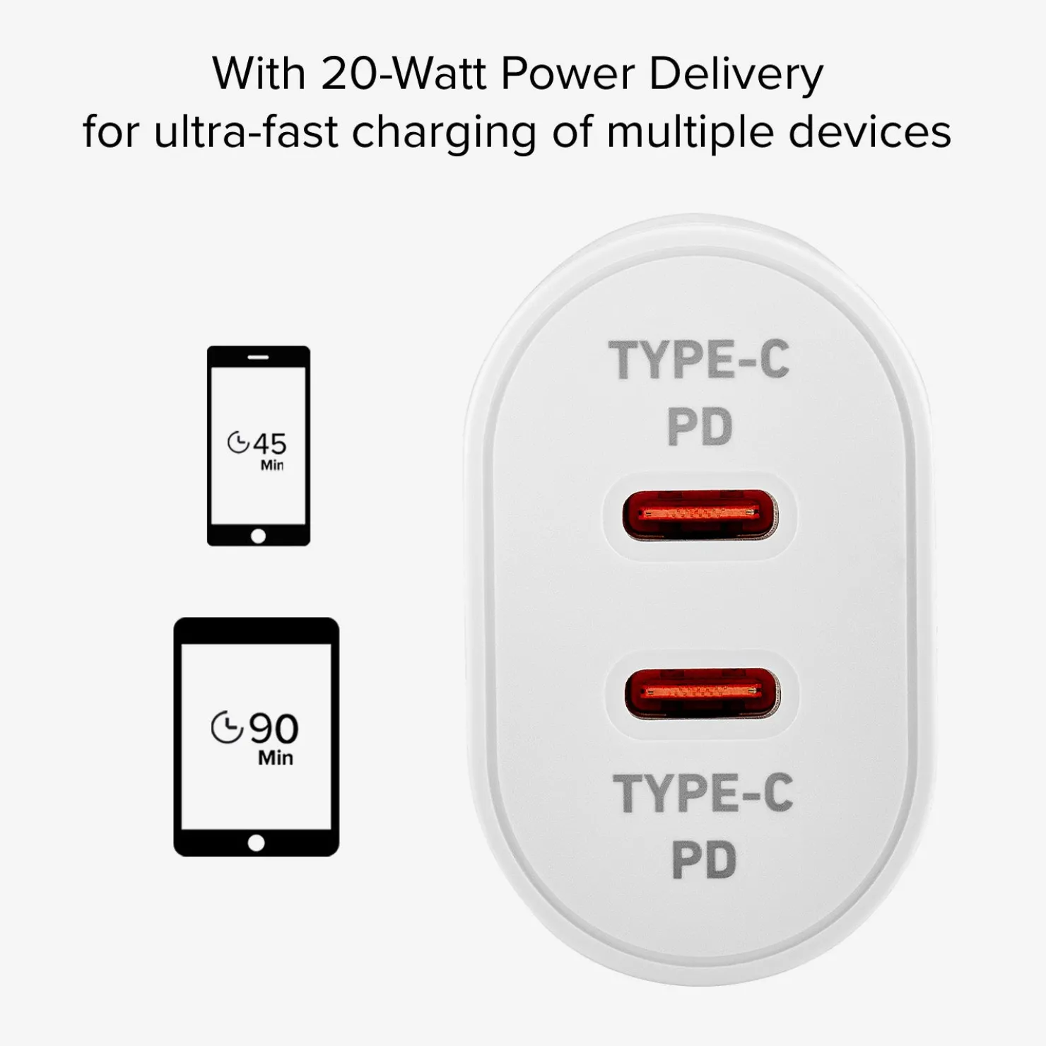 20 W Power Delivery-Wandladegerät mit zwei USB-C-Ausgängen|SBS Sale