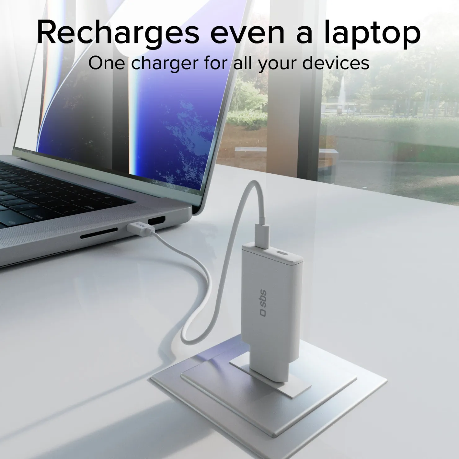 GaN ultraflaches 67-Watt-Ladegerät mit zwei USB-C Power Delivery-Anschlüssen, europäischer Stecker|SBS Discount