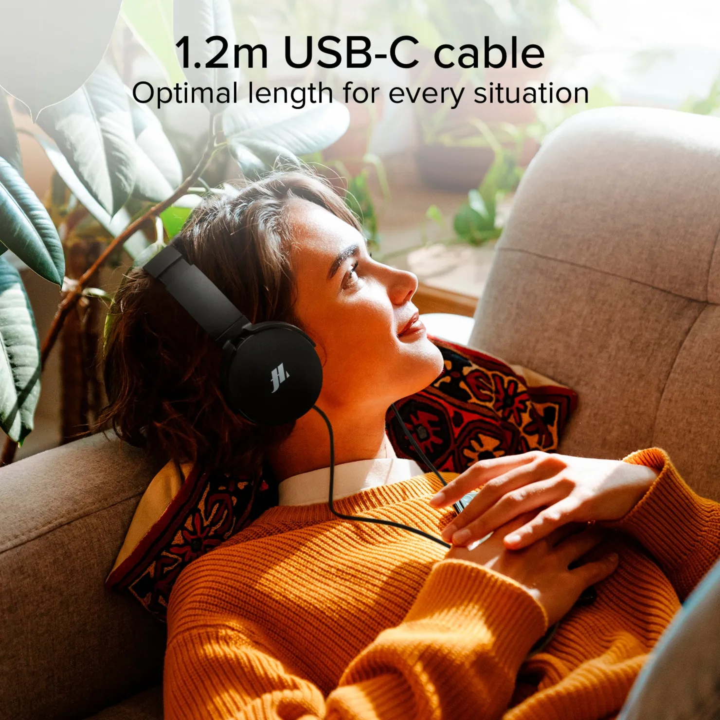 Kabelgebundener Kopfhörer mit USB-C und drehbaren weichen Ohrmuscheln|MH Fashion