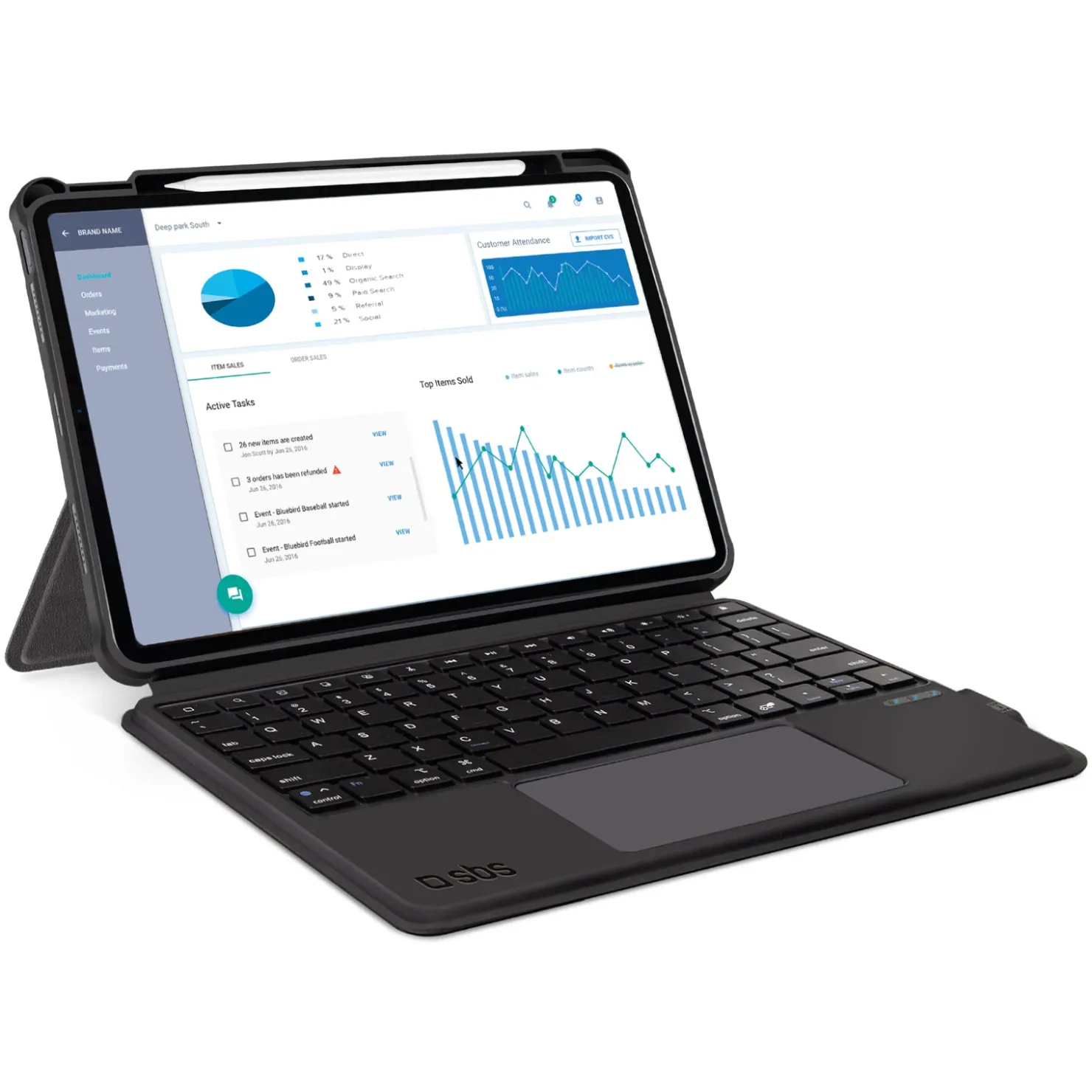 Kabellose Tastatur mit Hülle für iPad Air 10.9" 2020/Air 10.9" 2022/Air 11" 2024/Pro 11" 2018/Pro 11" 2022|SBS Best