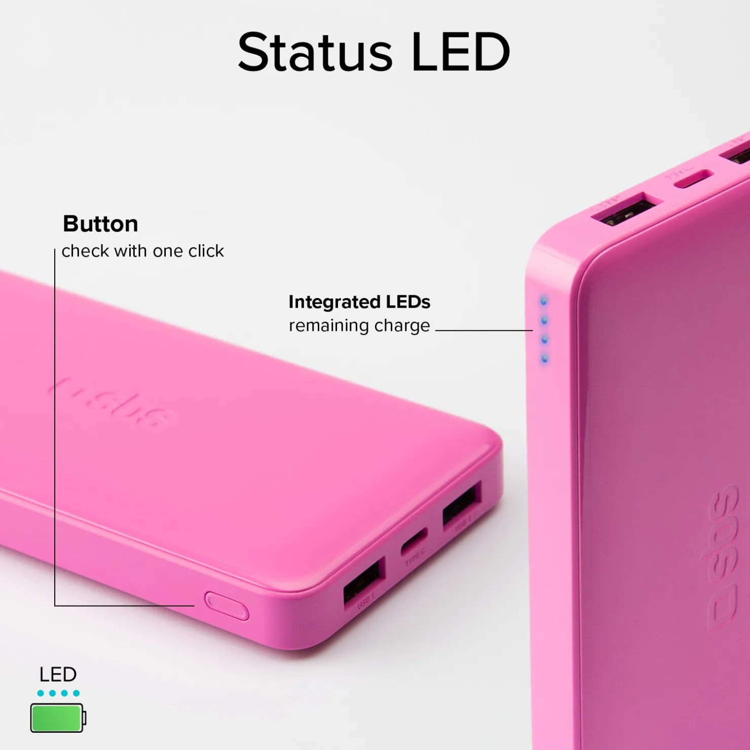 Powerbank fast charge mit 10.000 mAh und 2 USB|SBS Clearance