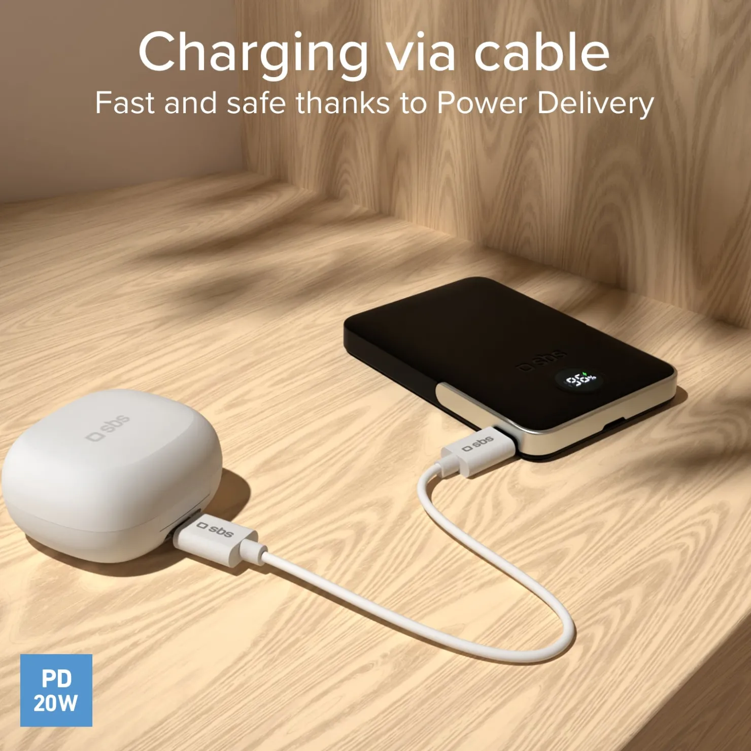 Powerbank mit 10.000 mAh, kabelloses Laden und integriertem Standfuß|SBS Fashion