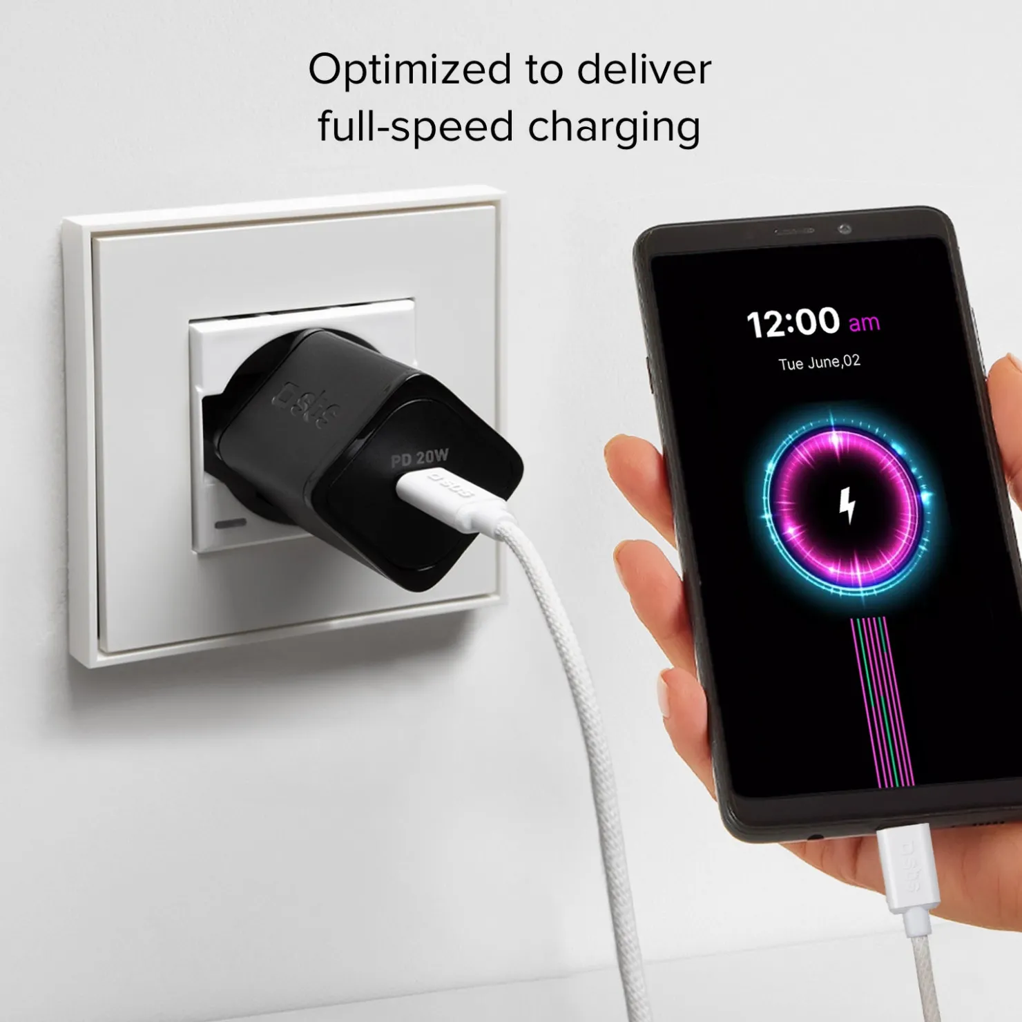 USB-C - USB-C-Textilkabel mit Kabelhalter, 1,5 Meter|SBS Outlet