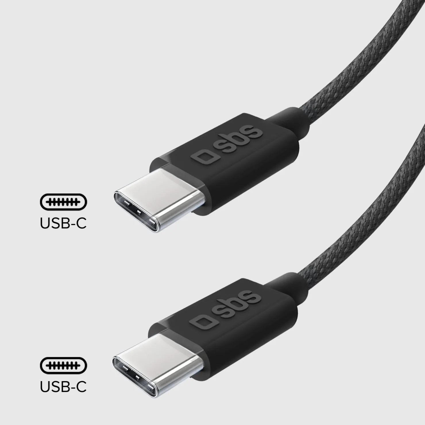 USB-C - USB-C-Textilkabel mit Kabelhalter, 1,5 Meter|SBS Outlet