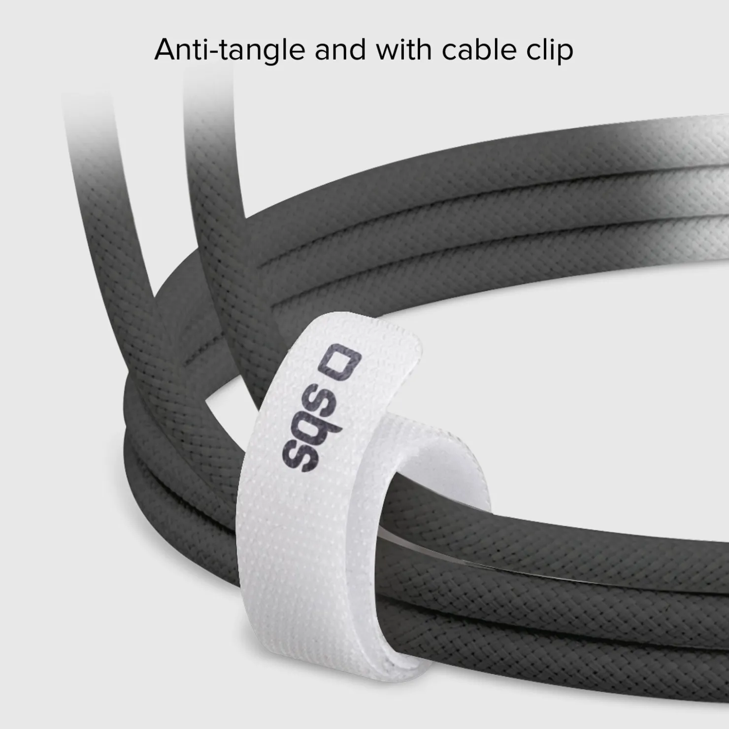 USB-C - USB-C-Textilkabel mit Kabelhalter, 1,5 Meter|SBS Outlet