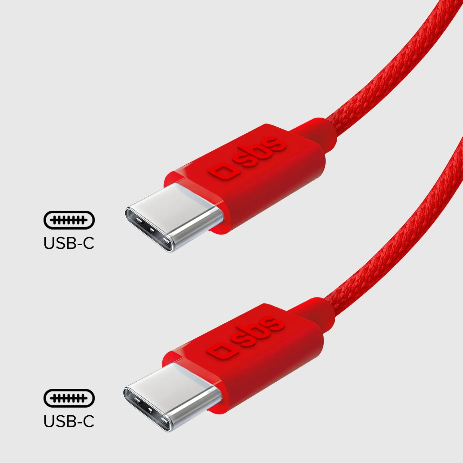 USB-C - USB-C-Textilkabel mit Kabelhalter, 1,5 Meter|SBS Outlet