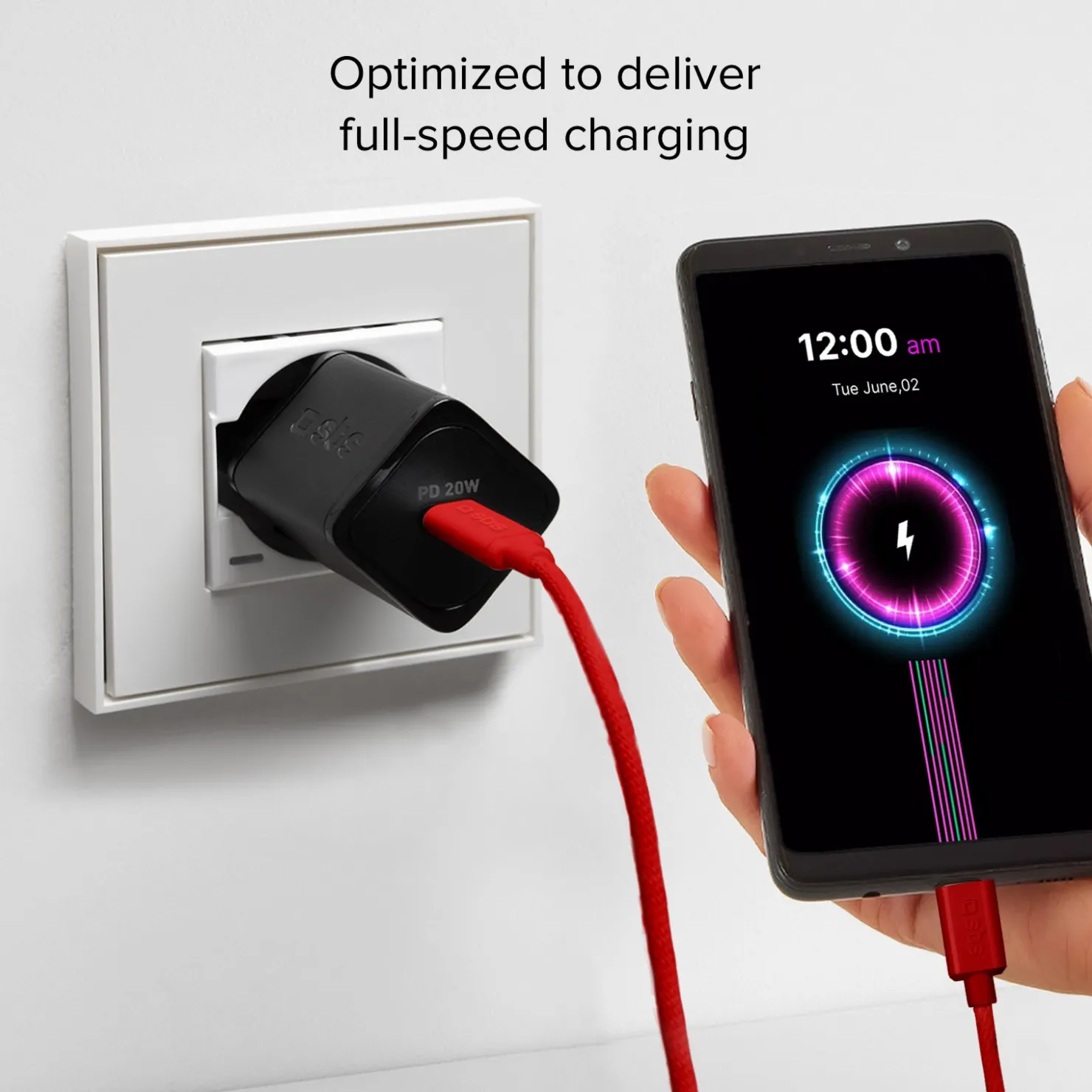 USB-C - USB-C-Textilkabel mit Kabelhalter, 1,5 Meter|SBS Outlet