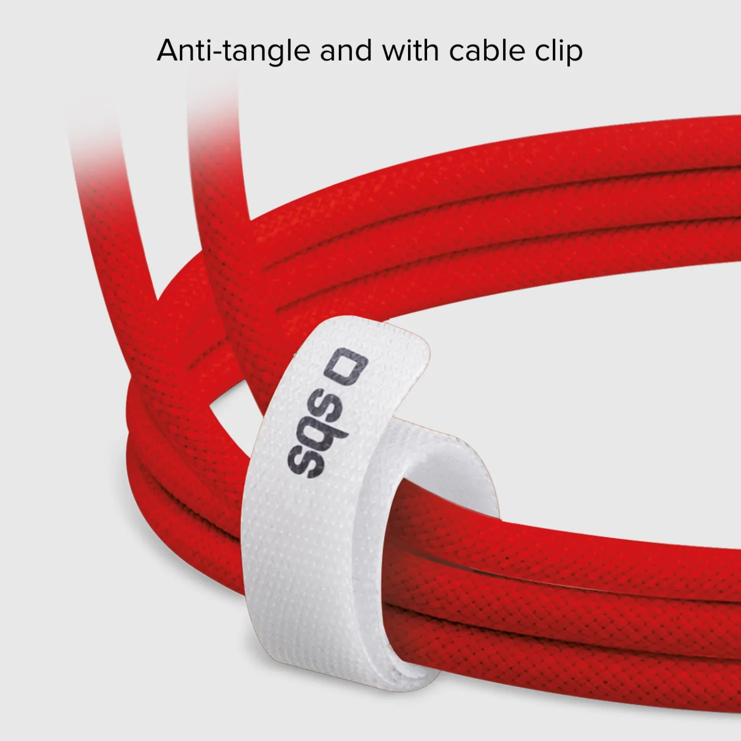 USB-C - USB-C-Textilkabel mit Kabelhalter, 1,5 Meter|SBS Outlet