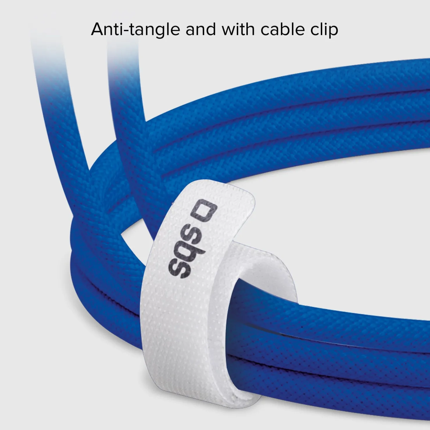 USB-C - USB-C-Textilkabel mit Kabelhalter, 1,5 Meter|SBS Outlet