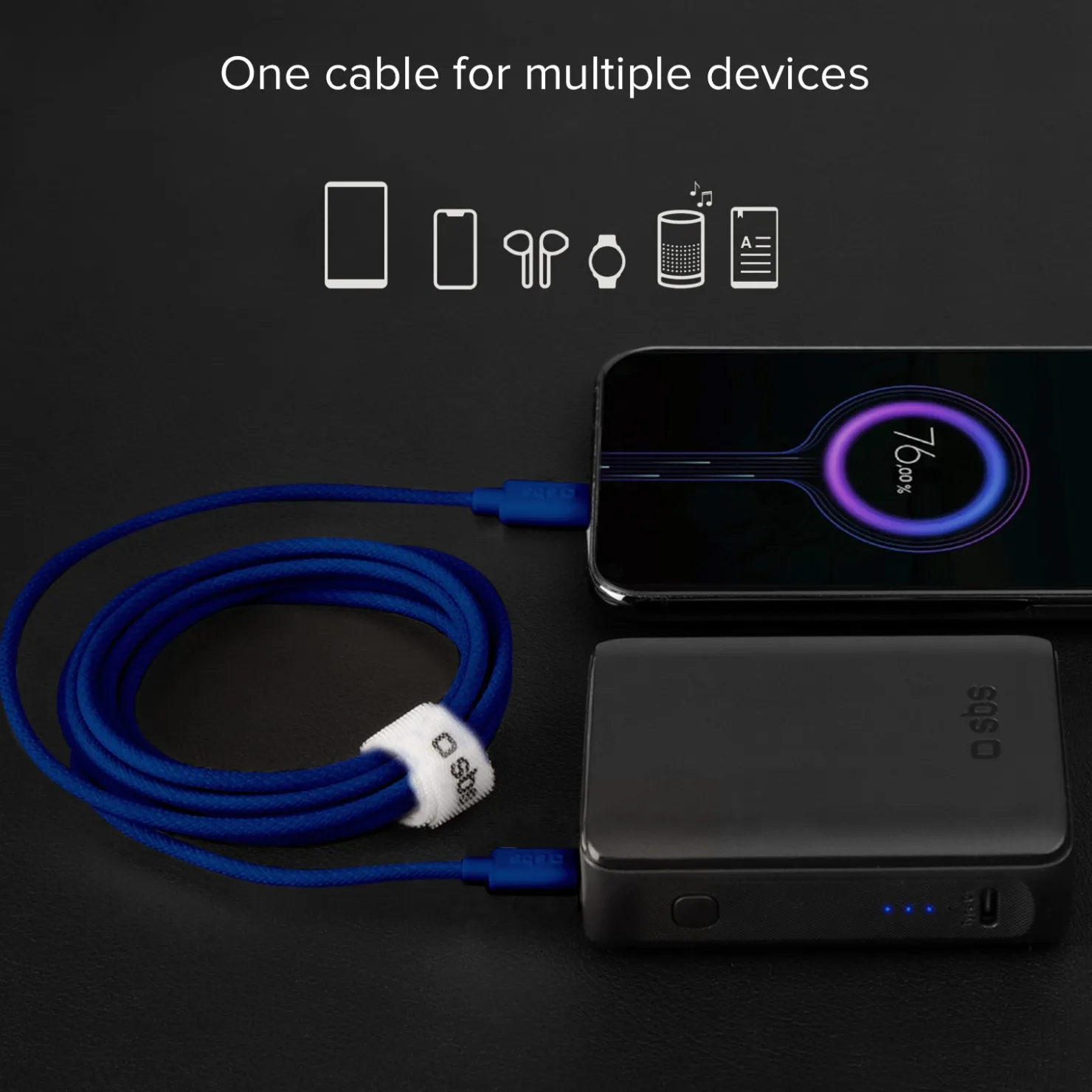 USB-C - USB-C-Textilkabel mit Kabelhalter, 1,5 Meter|SBS Outlet