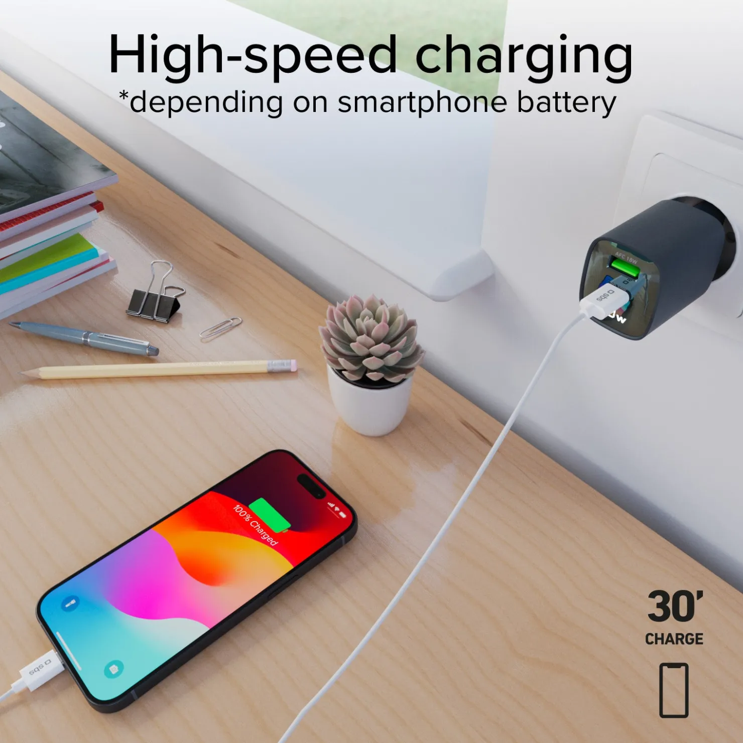Wandladegerät mit LCD-Bildschirm, 1 USB-C-PD-30W-Ausgang, 1 USB-A-18W-Ausgang|SBS Fashion