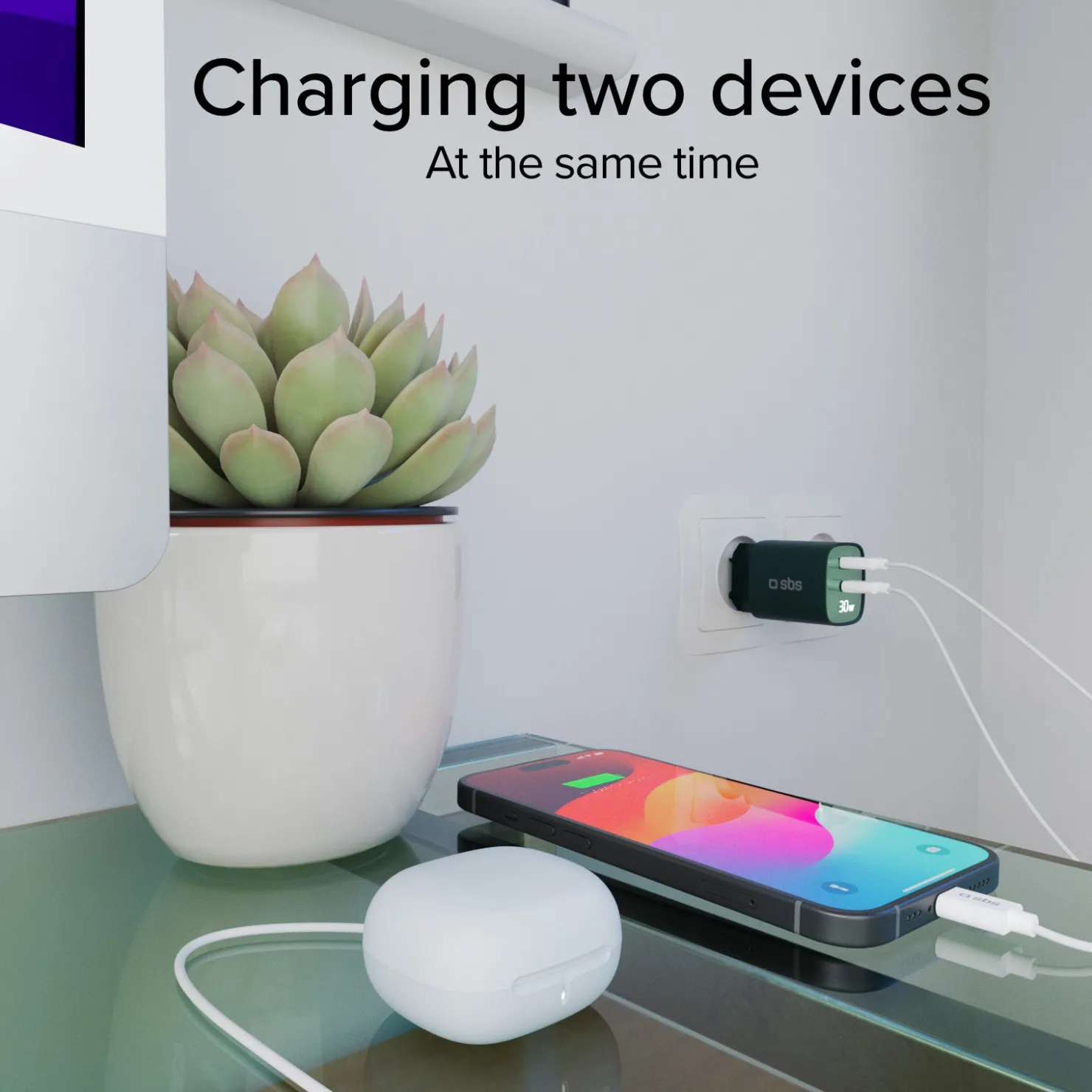 Wandladegerät mit LCD-Bildschirm, 1 USB-C-PD-30W-Ausgang, 1 USB-A-18W-Ausgang|SBS Fashion