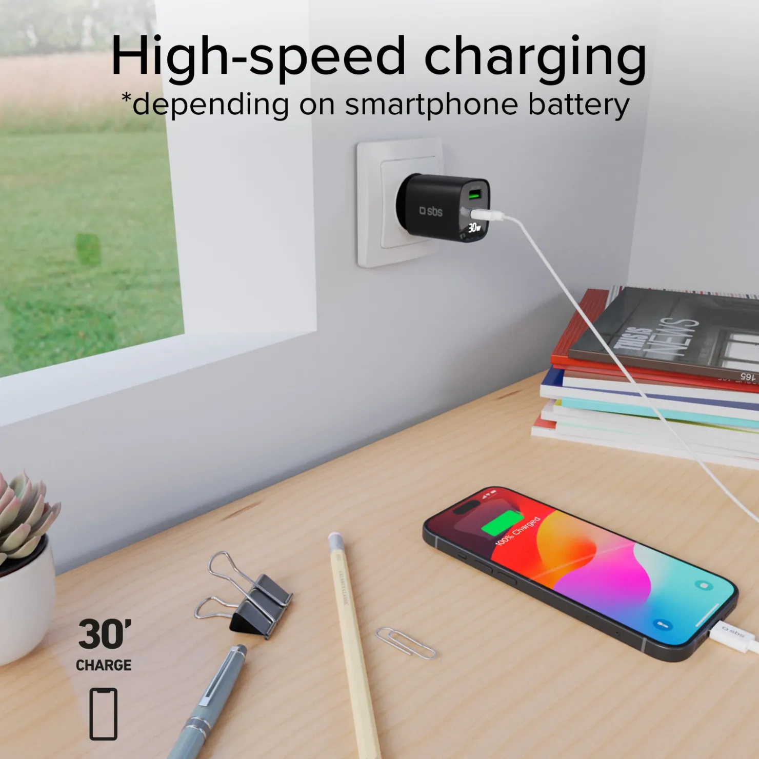 Wandladegerät mit LCD-Bildschirm, 1 USB-C-PD-30W-Ausgang, 1 USB-A-18W-Ausgang|SBS Fashion