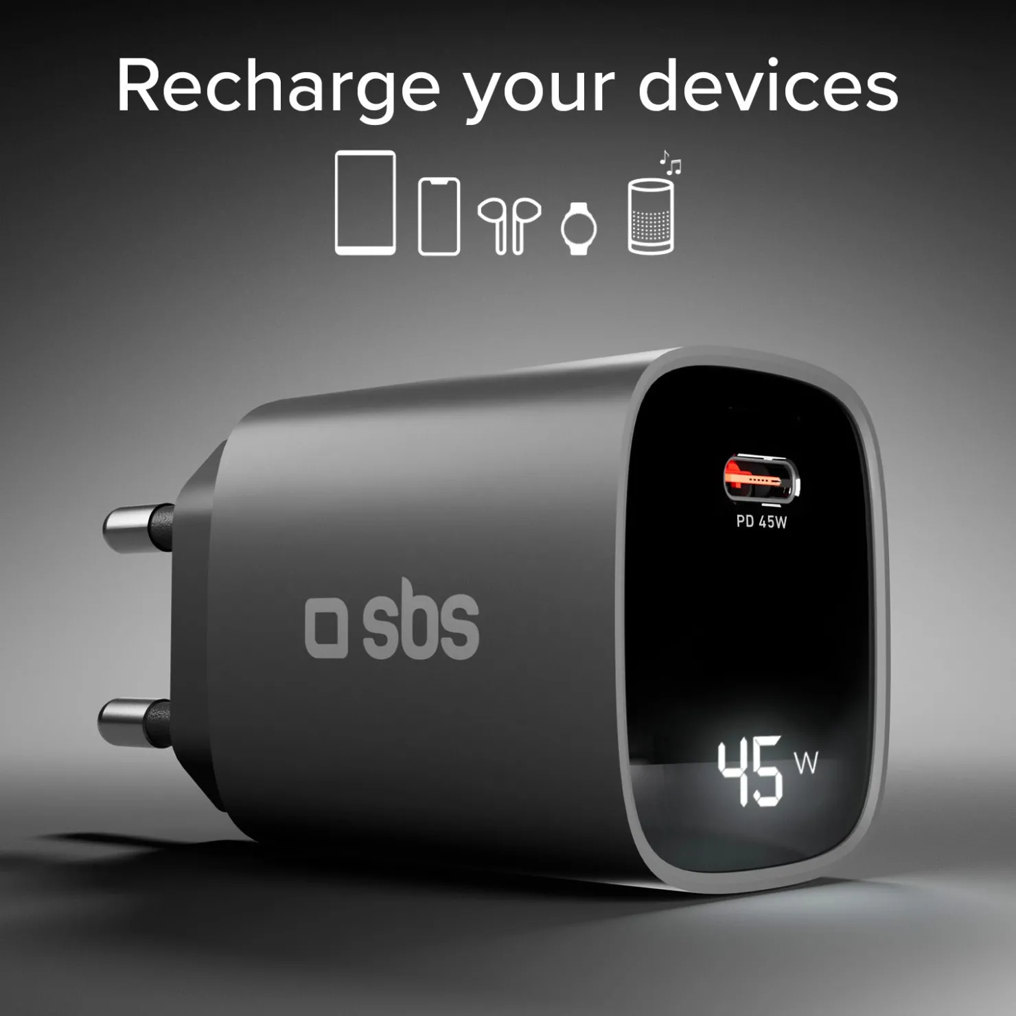 45-Watt-Ladegerät mit integriertem Display|SBS Outlet