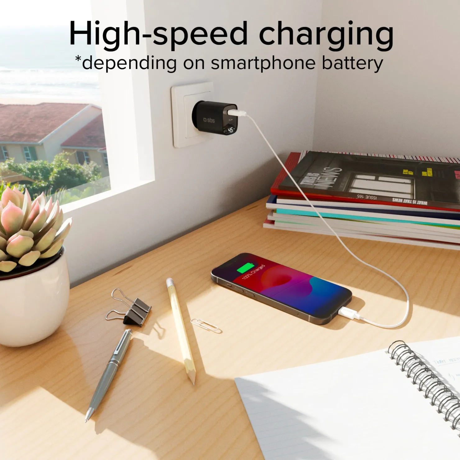45-Watt-Ladegerät mit integriertem Display|SBS Outlet