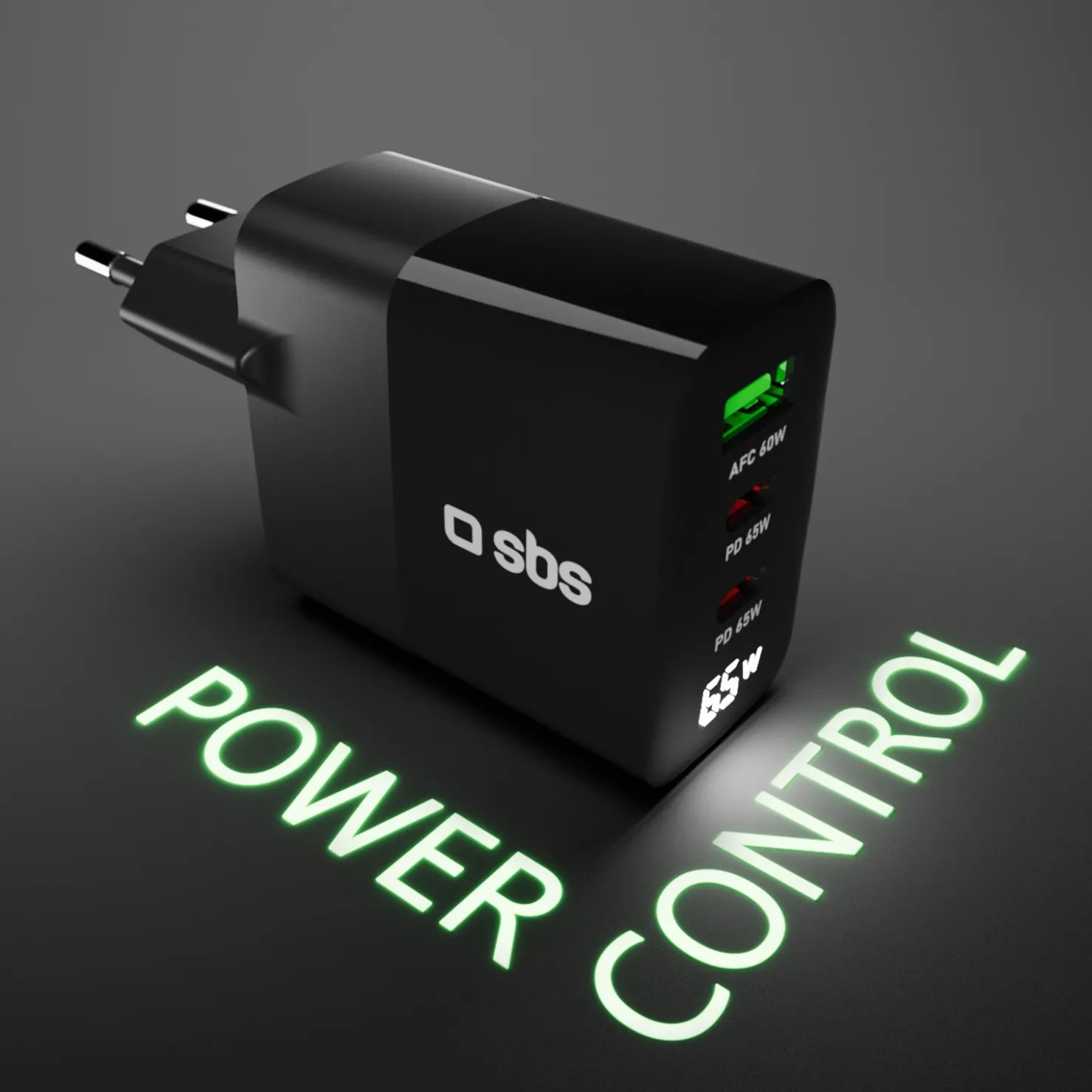 65-Watt-Ladegerät mit LCD-Display, 2 USB-C-Ausgängen für die Stromversorgung und 1 USB-A-Ausgang für die adaptive Schnellladung|SBS Hot